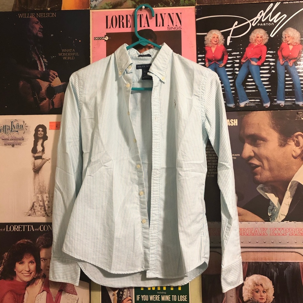 Baby Blue and White Striped Ralph Lauren